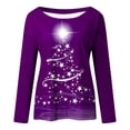 thumbnail image 4 of Camisas de Navidad Para Mujer Tops de Cuello Redondo Blusa de Manga Larga Con Estampado de Árbol de Moda Odeerbi  ODB194488, 4 of 5