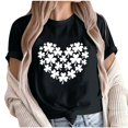 thumbnail image 1 of Camiseta de Manga Corta de Cuello Redondo Impresa de Primavera Superior de las Mujeres, Mezcla Ligera de Poliéster para Uso Diario Y de Fiesta Casual, 1 of 1