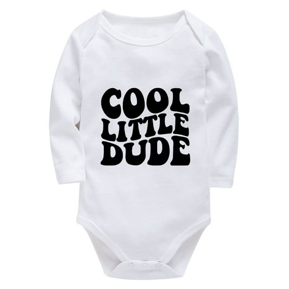 Cool Little Dude Newborn Boy Baby Clothes Long Sleeve Neutral Newborn Baby Clothes White Baby Boy Bodysuit Long Sleeve