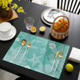 thumbnail image 3 of Teal Coastal Placemats Set of 4, Starfish Coral Summer Beach Ocean Placemats for Dining Table, Place Mats for Kitchen Tabletop, Waterproof Wipeable Dining Table Mats Set, 3 of 9