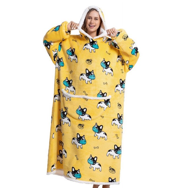 Pijama de franela compuesto con capucha y dibujos animados, para el hogar