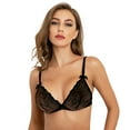 thumbnail image 2 of Varsbaby Women's Unlined Wire-free Lace Bra See Through G-string Thongs Sets, 2 of 5