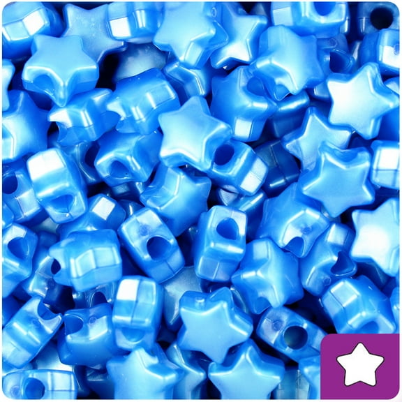 BeadTin Dark Blue Pearl 13mm Star Pony Beads (250pcs)