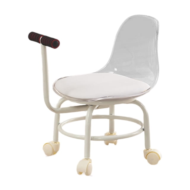 Lipstore Tabouret Roulant Bas Mobile Siège à Roulettes Rotation à 360 Degrés avec Roulettes Universelles Blanc
