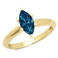 thumbnail image 3 of 1 ct Marquise Cut Natural London Blue Topaz Solitaire 14K Yellow Gold Womens Engagement Ring, 3 of 5