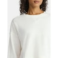 thumbnail image 4 of Time and Tru Women’s Ribbed Panel Sweatshirt with Long Sleeves, Sizes XS-XXXL, 4 of 5