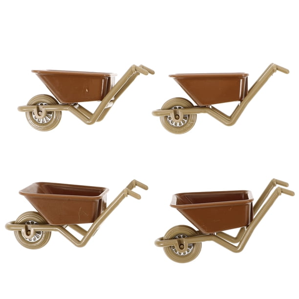 SHISUYAN Modèle de Brouette Mini pour Jouer Plastique Marron Parfait pour Accessoires de Jardin Mini Maison 4 Pcs SHISUYAN Modèle de Brouette Mini pour Jouer Plastique Marron Parfait pour Accessoires de Jardin Mini Maison 4 Pcs