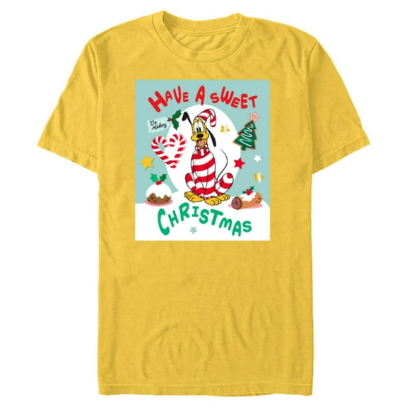 Disney Pluto Holiday Costume Have a Sweet Christmas - Short Sleeve Blended T-Shirt for Adults - Customized-Yellow