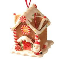 Yucurem Christmas Gingerbread House Ornaments with Rope, Light Up Resin Christmas Pastel Candy House Hanging Ornaments for Tree Holiday Party Home Decoration