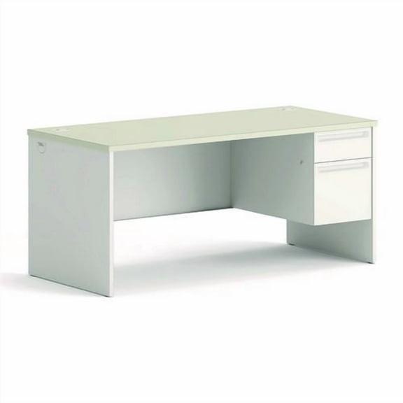 HON 38000 Series Single Pedestal Desk 66" Wide Right Silver Mesh/Light Gray 38291RB9Q