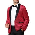 thumbnail image 4 of INSPIRE CHIC Men's Suit Jacket Shawl Lapel One Button Metallic Shining Fabric​ Blazers S Burgundy, 4 of 5