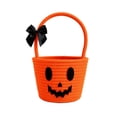 thumbnail image 2 of Halloween Woven Pumpkin Candy Basket Cotton Rope Trick Or Treat Handheld Storage Bucket for Holiday Candy Gift Organizing, 1Pc, 2 of 5