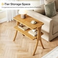 thumbnail image 5 of Tribesigns Narrow Side Table for Living Room, Farmhouse End Table with 2-Tier Storage Shelf and Solid Wood Legs, Slim Tall Bedside Table Nightstand for Bedroom, Small Spaces (Light Brown), 5 of 5