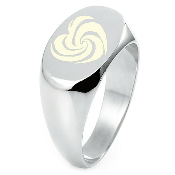 Sterling Silver Love Swirl Heart Engraved Oval Flat Top Polished Ring