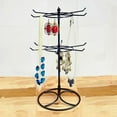 thumbnail image 2 of Redempat 2-Tier Rotatable Jewelry Metal Earrings Necklace Hanging Bracelet Stand Multifunction Display Organizer Home Bar Black, 2 of 6