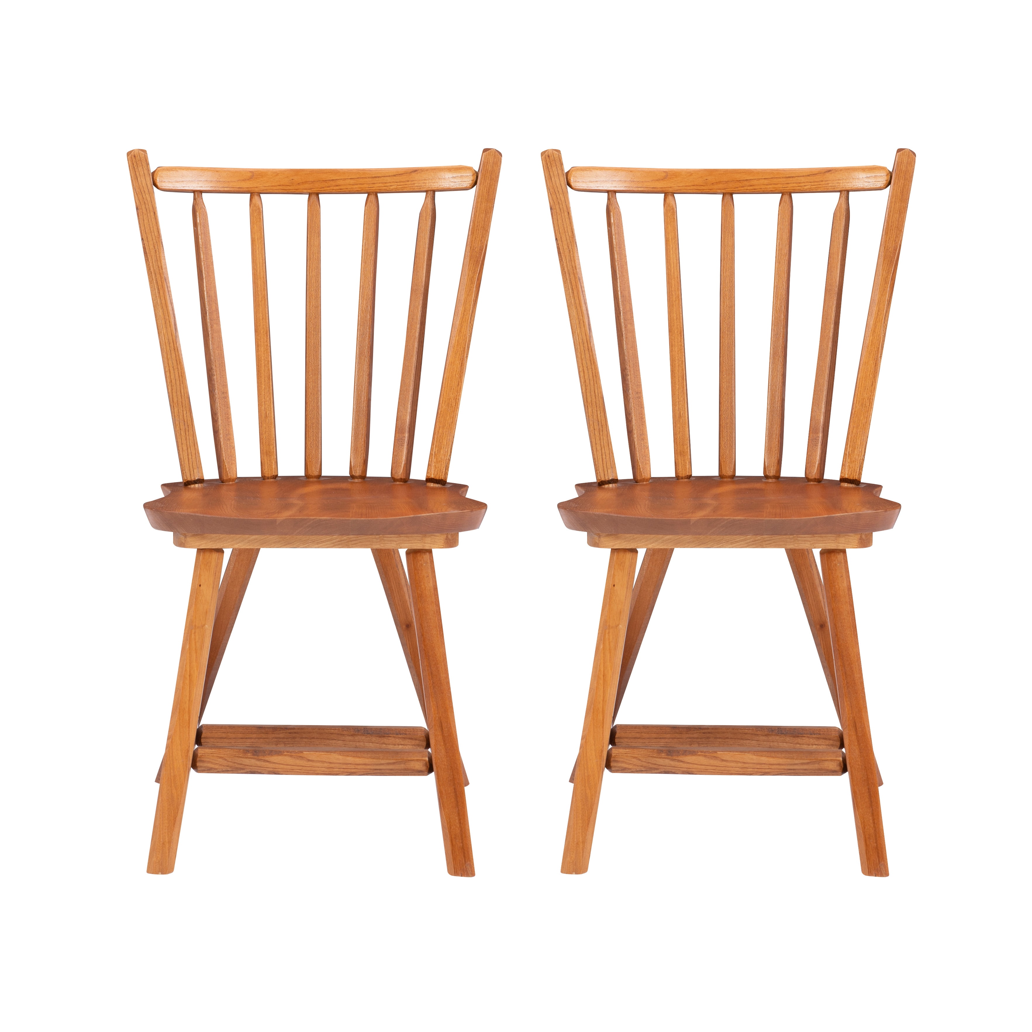 Linon Branson Medium Oak Windsor Back Dining Chairs, Set of Two