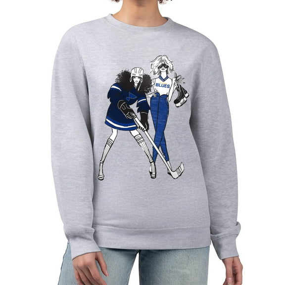 Women's G-III 4Her by Carl Banks  Heather Gray St. Louis Blues Hockey Girls Team Graphic Fleece Pullover Sweatshirt
