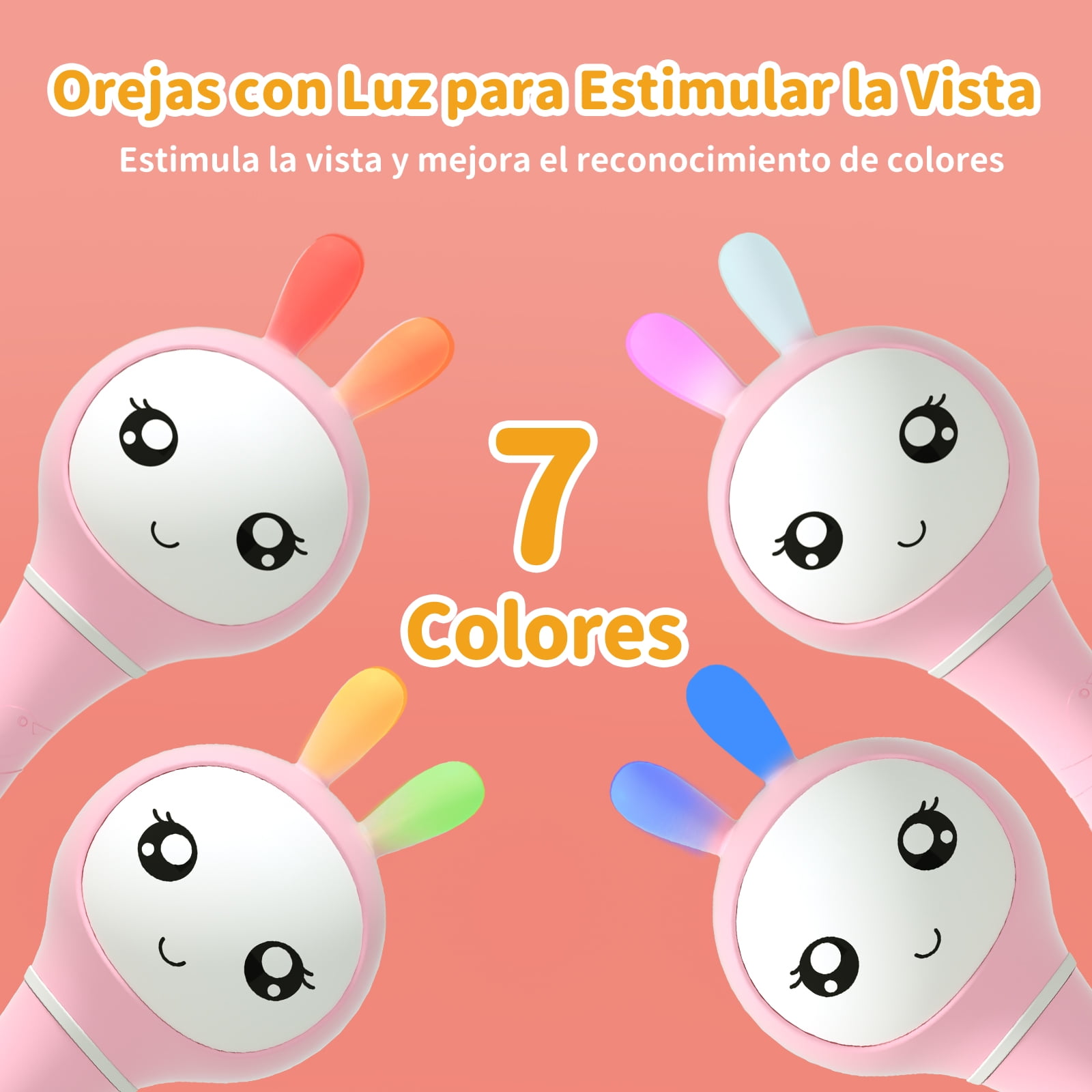 alilo Sonajero Para Bebés 0-12 Meses, Baby Rattle Con Luz, 66 Sonidos, 15 Canciones, 13 Cuentos, 5 Canciones De Cuna, Ruido Blanco, Reconocimiento De Color