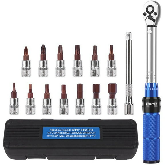 Wrench Set 1/4 Inch 2-24Nm Bike Wrench Hex Key Tool Socket Spanner Set Bicycle Repair Kit