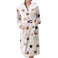 thumbnail image 1 of Women's Fleece Plush Robe Long Warm Plush Bathrobe Loungewear Jacket Printed Comfort Robe, 1 of 5