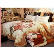 DBOZE Heavyweight Mink Blanket King 85×95 – Reversible 2-Ply Thick Plush Fleece, Soft Warm Floral Microfiber Bed Blanket