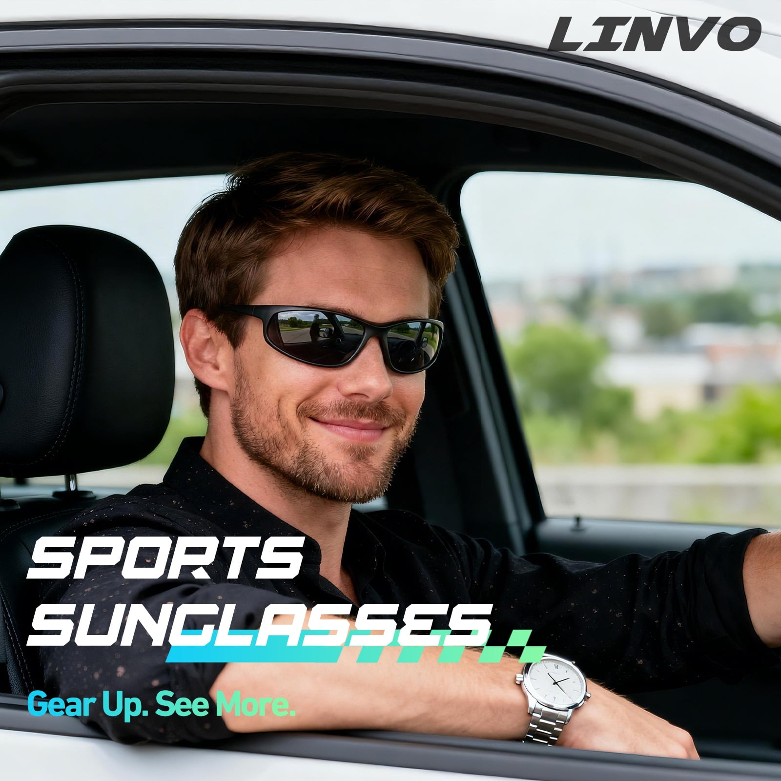 LINVO Sports Polarized Sunglasses for Men Women, Wrap-Around for Fishing, Cycling & Running, UV400 Protection-3 Pack