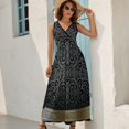 thumbnail image 5 of Greek Key Ornate Black & Gold Dress Fashion Boho Beach Long Dresses Female Party Printed Maxi Dress, 5 of 9