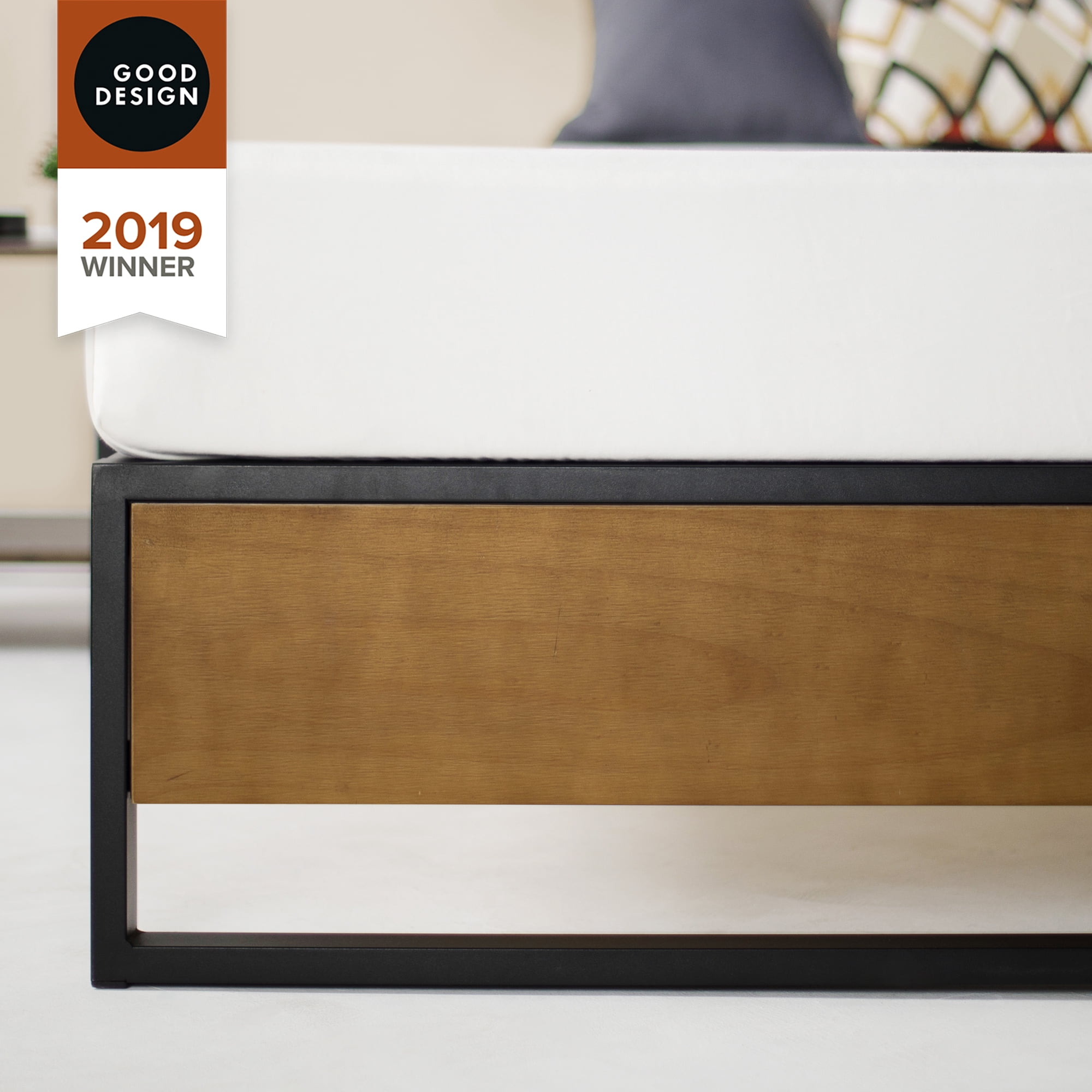 Zinus Good Design Winner Suzanne 14" Metal and Wood Platform Bed, Queen