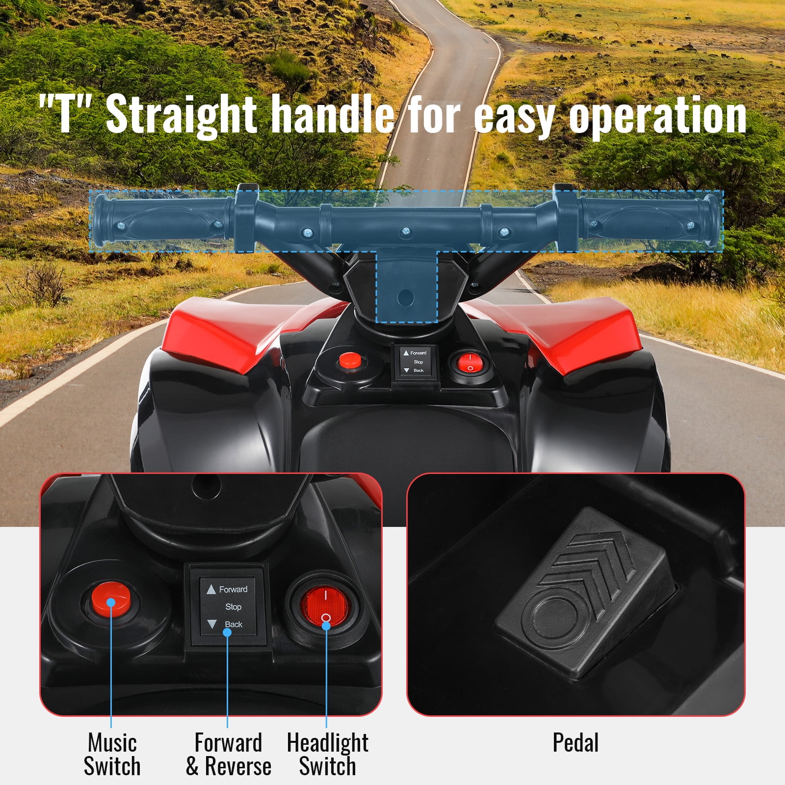 Pirecart 6V Kids Ride On ATV, 4-Wheeler Quad ATV Riding motorcycle for Toddler, Battery Powered Electric Motorized Car