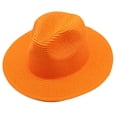 thumbnail image 3 of lnmuld Wide Brim Straw Fedora Hat Lightweight Foldable Summer Sun Hat Size:One Size, 3 of 3