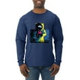 thumbnail image 1 of Wild Bobby, Colorful Cosmic Neon Astronaut Lunar Spaceman Moon Galaxy, Fashion, Men Long Sleeve Shirt, Navy, X-Large, 1 of 4