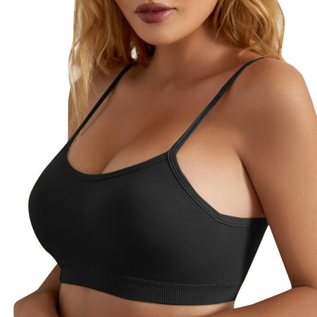 Outfmvch Wireless Bras for Women Bras for Women Bandeau Bra Back Wireless Breath Solid Color Backless Up U Shaped Top Bra for Women Womens Underwear(clearance) Black Xl
