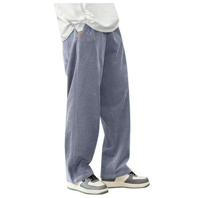 Unisex Solid Color Drawstring Track Pants Cozy Corduroy Straight Leg Loungewear