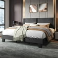 thumbnail image 4 of Honfach King Bed Frame, Velvet Upholstered Platform Bed Frame, Solid Wood Slats & Heavy Duty Feet Support, No Box Spring Needed, Noise-Free, Easy Assembly, Dark Gray, 4 of 8