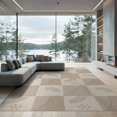thumbnail image 2 of ODIKA 8'x10' Beige Taupe Geometric Checkered Washable Area Rug Modern Abstract Pattern with Curved Lines for Living Room, Under Sectional, Family , Durable, Non-Slip, 2 of 6