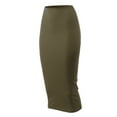 thumbnail image 1 of A2Y Women's Basic Solid Ponte Longline Techno Span High Waist Long Skirt Mocha L, 1 of 3