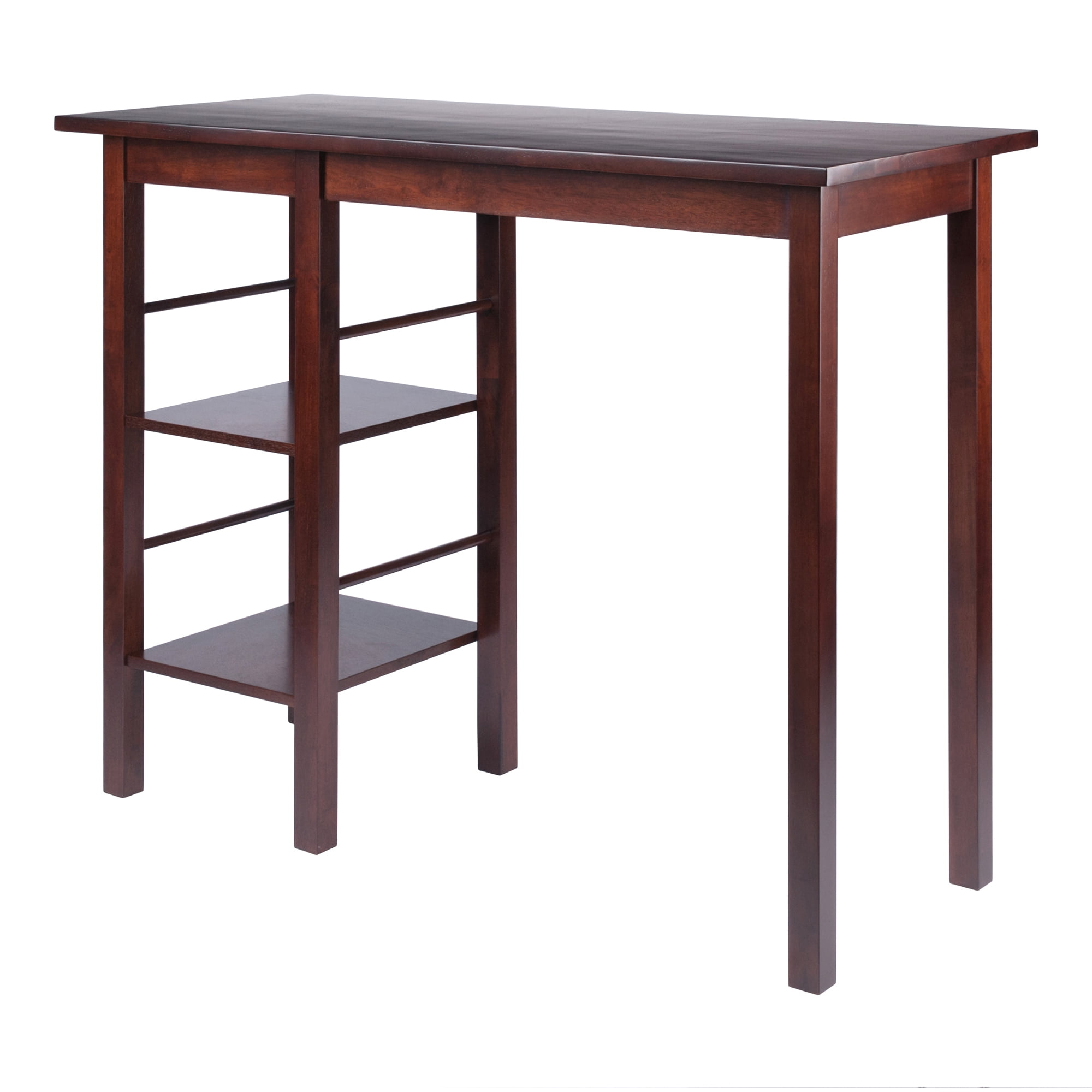 Winsome Egan Breakfast Kitchen Island with Shelves, Walnut Finish
