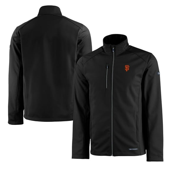 Men's Cutter & Buck Black San Francisco Giants Evoke Eco Softshell Recycled Full-Zip Jacket