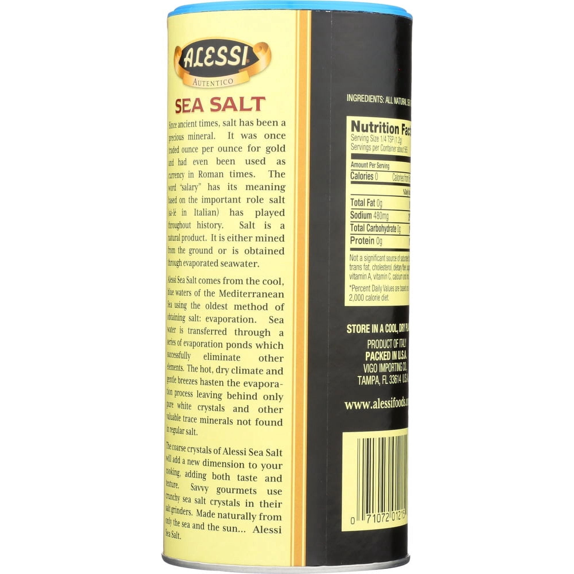 Alessi Premium All Natural Coarse Sea Salt Adds Taste & Texture 24oz (2 Pack)