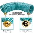 thumbnail image 2 of AUTOMAN EVA Recoil Garden Hose 25ft - Includes 7 Pattern Spray Nozzle, Corrosion Resistant Garden Coil Hose. Turquoise, 2 of 5