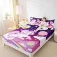 thumbnail image 3 of Metsweet Cute Unicorn King Sheets 4pcs, Cartoon Rainbow Hot Air Balloon Bedding,1 Fitted Sheet, 1 Flat Sheet and 2 Pillowcases, 3 of 5