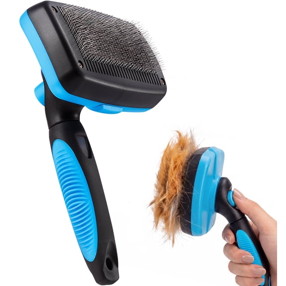 BOSHEL Small Dog Slicker Brush for Undercoat & Tangles, Self-Cleaning Massage Brush for Cats & Pets