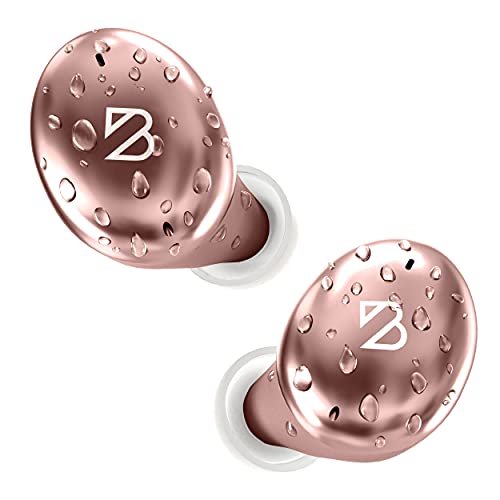 Earbuds inalámbricos Tempo 30 Rose Gold para mujeres con oídos pequeños, cute pink, bajos potentes, resistentes al sudor IPX7, batería de 32 horas, regalo para mujeres