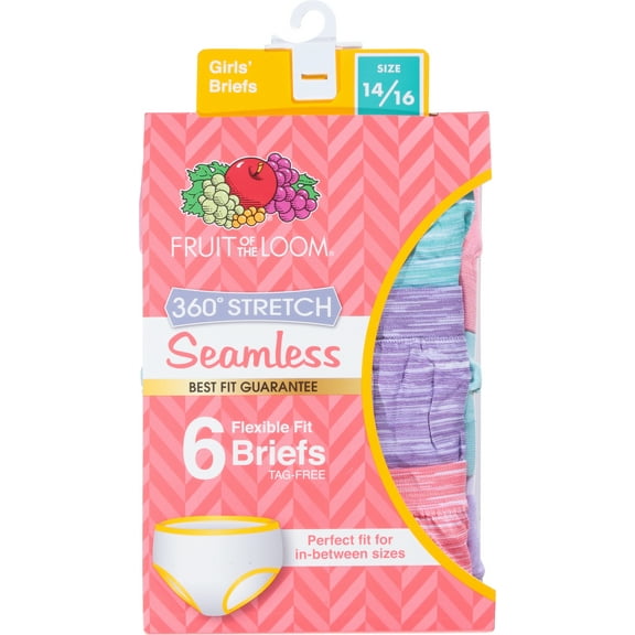 Fruit of the Loom Girl's Seamless Classic Briefs Assorted (6 Pack)