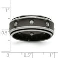 thumbnail image 2 of Black Titanium and Titanium Polished White Sapphire With 925 Sterling Silver Beveled Edge Bezels 9mm Band Size 10 Ring f, 2 of 2