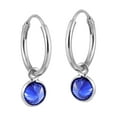 thumbnail image 5 of Aeravida Glistening Round Blue Cubic Zirconia Sterling Silver Hoop Earrings for Female Adult, 5 of 5