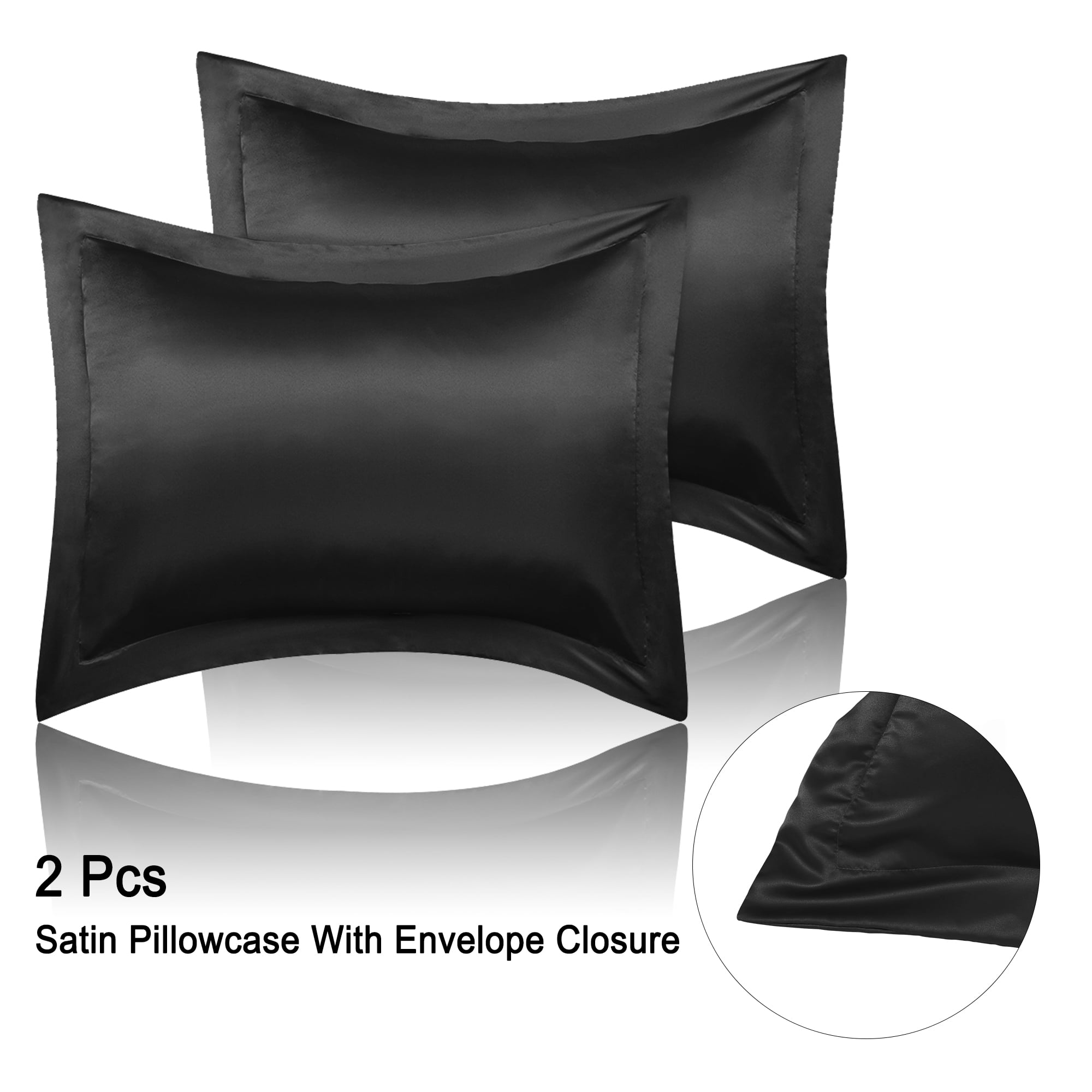 PiccoCasa 2 Pcs Satin Pillowcase, Super Soft Envelope Pillow Shams, 20