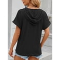 thumbnail image 6 of Cuteduck Women's Hooded V-Neck Short Sleeve T-Shirt, Summer Loose Fit Button Down Top S-XXL, 6 of 6