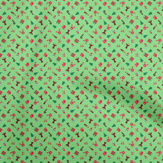 oneOone Cotton Flex Light Green Fabric Christmas Dress Material Fabric Print Fabric By The Yard 40 Inch Wide