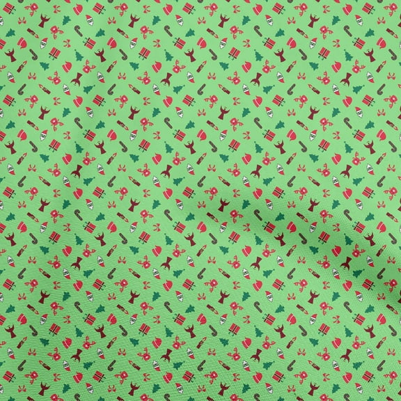 oneOone Cotton Cambric Light Green Fabric Christmas Quilting Supplies Print Sewing Fabric By The Yard 42 Inch Wide